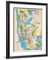 1949, New York Subway Map, New York, United States-null-Framed Giclee Print