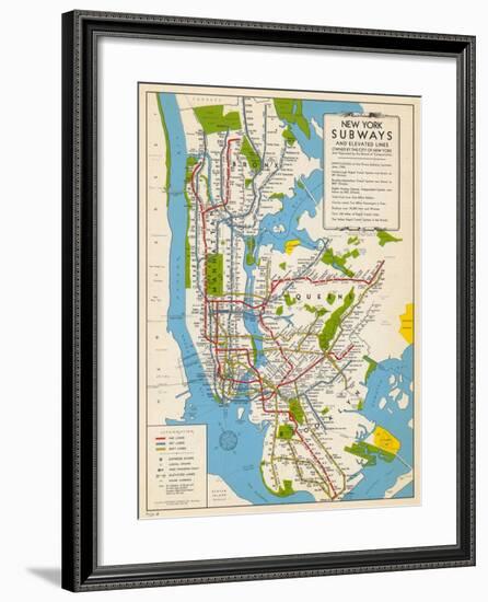 1949, New York Subway Map, New York, United States-null-Framed Giclee Print