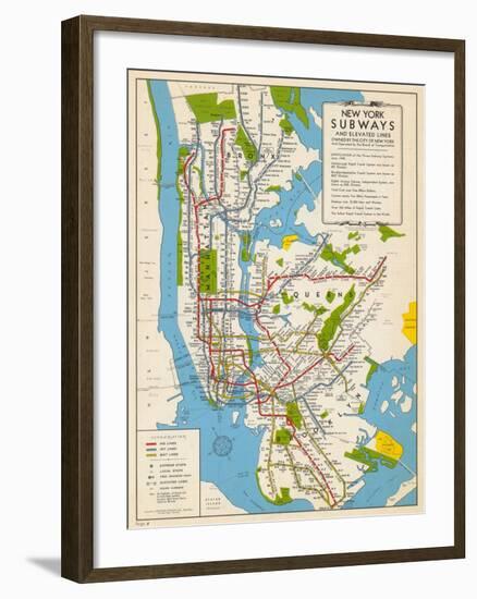 1949, New York Subway Map, New York, United States-null-Framed Giclee Print