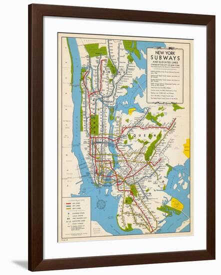 1949, New York Subway Map, New York, United States-null-Framed Giclee Print