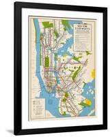 1949, New York Subway Map, New York, United States-null-Framed Giclee Print