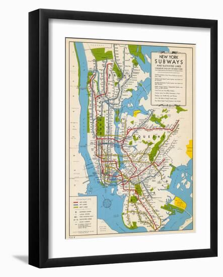 1949, New York Subway Map, New York, United States-null-Framed Giclee Print