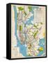 1949, New York Subway Map, New York, United States-null-Framed Stretched Canvas