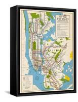 1949, New York Subway Map, New York, United States-null-Framed Stretched Canvas