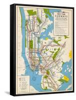 1949, New York Subway Map, New York, United States-null-Framed Stretched Canvas