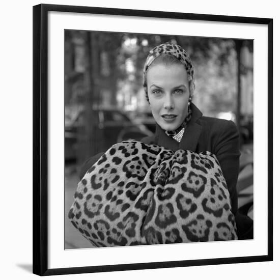 1949: Woman in Fur Fashion in New York City-Gordon Parks-Framed Photographic Print