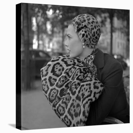 1949: Woman in Fur Fashion in New York City-Gordon Parks-Stretched Canvas