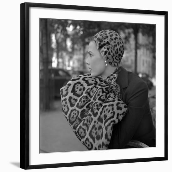 1949: Woman in Fur Fashion in New York City-Gordon Parks-Framed Photographic Print