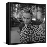 1949: Woman in Fur Fashion in New York City-Gordon Parks-Framed Stretched Canvas