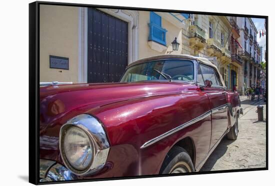 1950's car in artistic Havana, Cuba.-Michele Niles-Framed Stretched Canvas