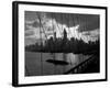 1950s-1960s Downtown Manhattan Skyline from Brooklyn Bridge Barge in East River NYC-null-Framed Photographic Print