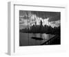 1950s-1960s Downtown Manhattan Skyline from Brooklyn Bridge Barge in East River NYC-null-Framed Photographic Print