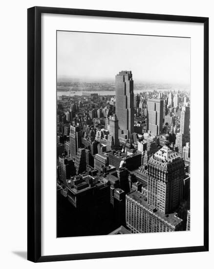 1950s Aerial View of Rockefeller Center Radio City in Middle Grand Central Station-null-Framed Photographic Print