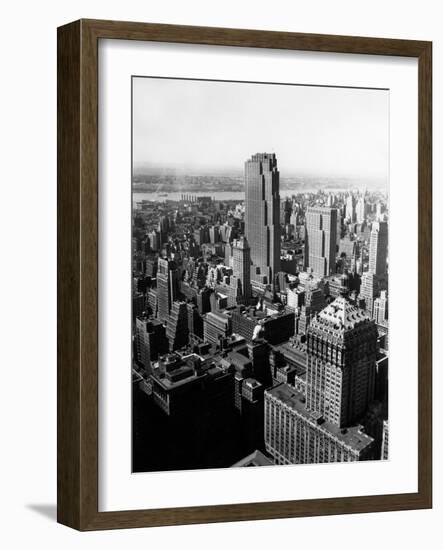 1950s Aerial View of Rockefeller Center Radio City in Middle Grand Central Station-null-Framed Photographic Print