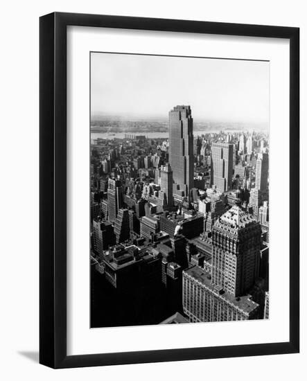 1950s Aerial View of Rockefeller Center Radio City in Middle Grand Central Station-null-Framed Photographic Print