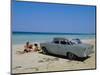 1950s American Car on the Beach, Goanabo, Cuba, Caribbean Sea, Central America-Bruno Morandi-Mounted Photographic Print