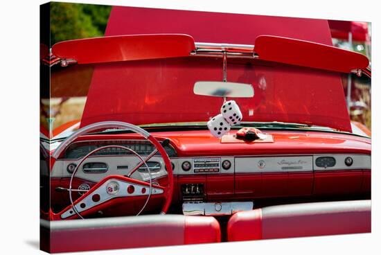 1950s Chevrolet Impala detail at antique car show, Cape Ann, Gloucester, Massachusetts, USA-null-Stretched Canvas