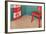 1950s Corner Interior with Red Chair and Curtains-null-Framed Art Print