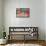 1950s Corner Interior with Red Chair and Curtains-null-Framed Stretched Canvas displayed on a wall