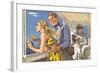 1950s Couple in Cockpit of Cruise Ship-null-Framed Art Print