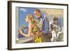 1950s Couple in Cockpit of Cruise Ship-null-Framed Art Print