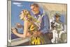 1950s Couple in Cockpit of Cruise Ship-null-Mounted Art Print