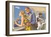 1950s Couple in Cockpit of Cruise Ship-null-Framed Premium Giclee Print