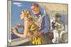 1950s Couple in Cockpit of Cruise Ship-null-Mounted Premium Giclee Print