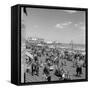 1950s Crowd People Men Women Children Boardwalk Atlantic City, NJ-null-Framed Stretched Canvas