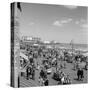 1950s Crowd People Men Women Children Boardwalk Atlantic City, NJ-null-Stretched Canvas