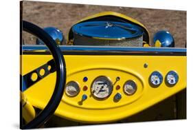 1950s Hot Road dashboard at antique car show, Cape Ann, Gloucester, Massachusetts, USA-null-Stretched Canvas