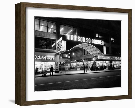 1950s Madison Square Garden Marquee Night West 49th Street Billing Ice Capades of 1953 Building-null-Framed Premium Photographic Print