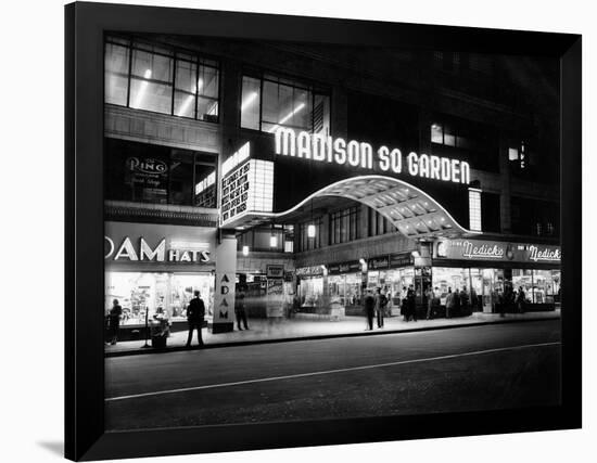 1950s Madison Square Garden Marquee Night West 49th Street Billing Ice Capades of 1953 Building-null-Framed Photographic Print