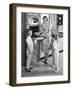 1950s MOTHER AND THREE DAUGHTERS STANDING AROUND OVEN IN KITCHEN BAKING PIE-Panoramic Images-Framed Photographic Print