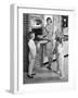 1950s MOTHER AND THREE DAUGHTERS STANDING AROUND OVEN IN KITCHEN BAKING PIE-Panoramic Images-Framed Photographic Print