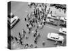 1950s New York City, NY 5th Avenue Overhead View of Traffic and Pedestrians Crossing Street-null-Stretched Canvas