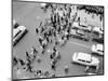 1950s New York City, NY 5th Avenue Overhead View of Traffic and Pedestrians Crossing Street-null-Mounted Photographic Print