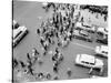 1950s New York City, NY 5th Avenue Overhead View of Traffic and Pedestrians Crossing Street-null-Stretched Canvas