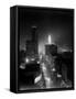 1950s Night Aerial Chicago, Illinois Looking Down on Michigan Avenue-null-Framed Stretched Canvas