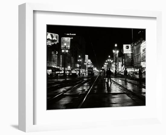 1950s Night Scene Canal Street New Orleans,, Louisiana-null-Framed Photographic Print