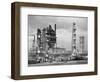 1950s NIGHT SHOT OF OIL REFINERY LIGHTS ON PETROCHEMICAL INDUSTRY GASOLINE FOSSIL FUEL TIDEWATER...-Panoramic Images-Framed Photographic Print