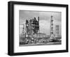 1950s NIGHT SHOT OF OIL REFINERY LIGHTS ON PETROCHEMICAL INDUSTRY GASOLINE FOSSIL FUEL TIDEWATER...-Panoramic Images-Framed Photographic Print