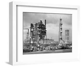 1950s NIGHT SHOT OF OIL REFINERY LIGHTS ON PETROCHEMICAL INDUSTRY GASOLINE FOSSIL FUEL TIDEWATER...-Panoramic Images-Framed Photographic Print