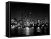 1950s Night Skyline Empire State Building Above Hudson River Midtown Manhattan, New York City-null-Framed Stretched Canvas