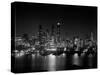 1950s Night Skyline Empire State Building Above Hudson River Midtown Manhattan, New York City-null-Stretched Canvas