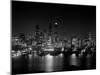 1950s Night Skyline Empire State Building Above Hudson River Midtown Manhattan, New York City-null-Mounted Photographic Print