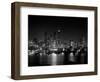 1950s Night Skyline Empire State Building Above Hudson River Midtown Manhattan, New York City-null-Framed Photographic Print