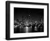 1950s Night Skyline Empire State Building Above Hudson River Midtown Manhattan, New York City-null-Framed Photographic Print