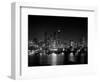 1950s Night Skyline Empire State Building Above Hudson River Midtown Manhattan, New York City-null-Framed Photographic Print