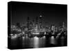 1950s Night Skyline Empire State Building Above Hudson River Midtown Manhattan, New York City-null-Stretched Canvas